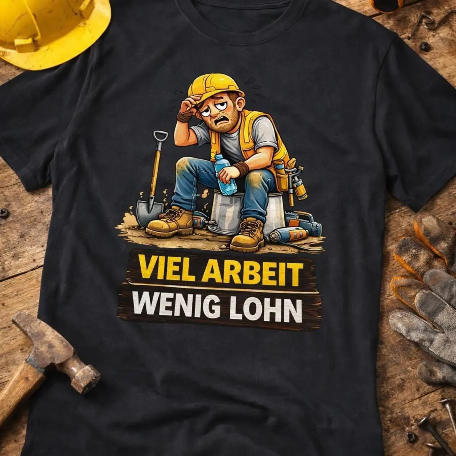 Funny High Work Low Pay Construction Worker T Shirt Humorous Tradesman Site for Men vintage Washed Unisex Stylish Comfortable
