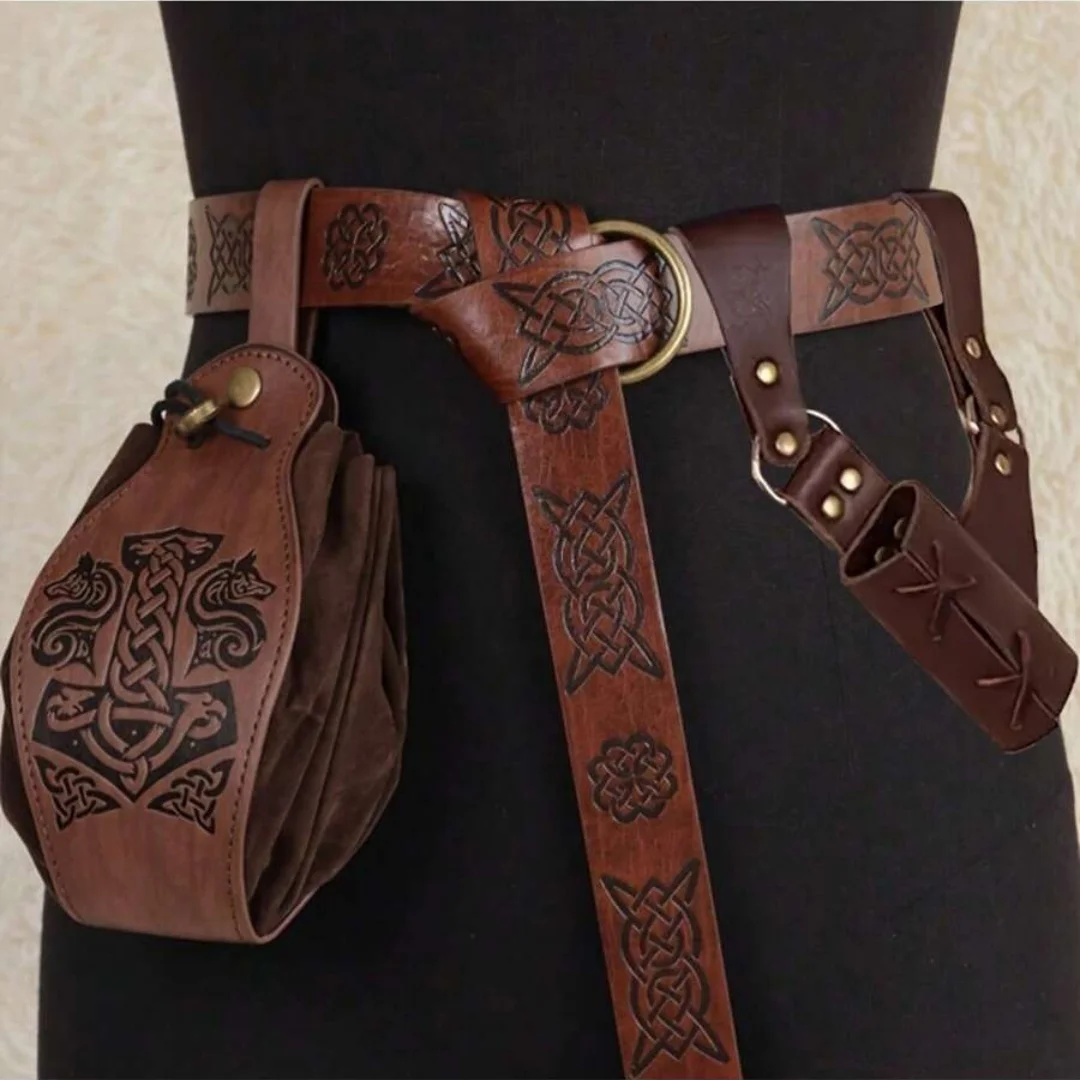 Medieval Knight Belt Renaissance Costume Accessories Medieval Belt Sword Holder Pouch for Halloween Costume Belt