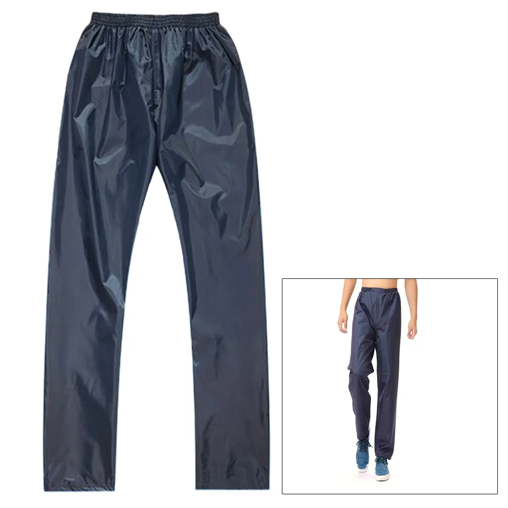 XXL Dark Blue Rain Pants Double Layer Waterproof Breathable Oxford Cloth for Fishing Hiking Camping Biking Hunting