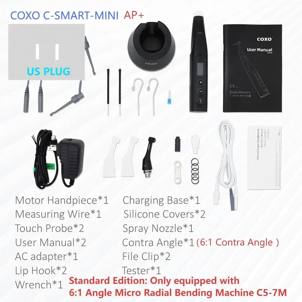 COXO C-SMART-MINI AP+ Bürstenloser Dental-Endomotor Smart mit LED-Lampe 16:1 Standard-Winkelstück mit Apex-Locator 3