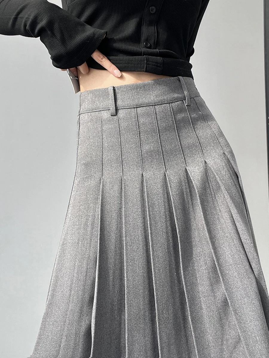 

Elegant A-Line Midi Skirt for Women High Waist Classic Plaid Design Spring Autumn Must-Have Fashionable And Stylish