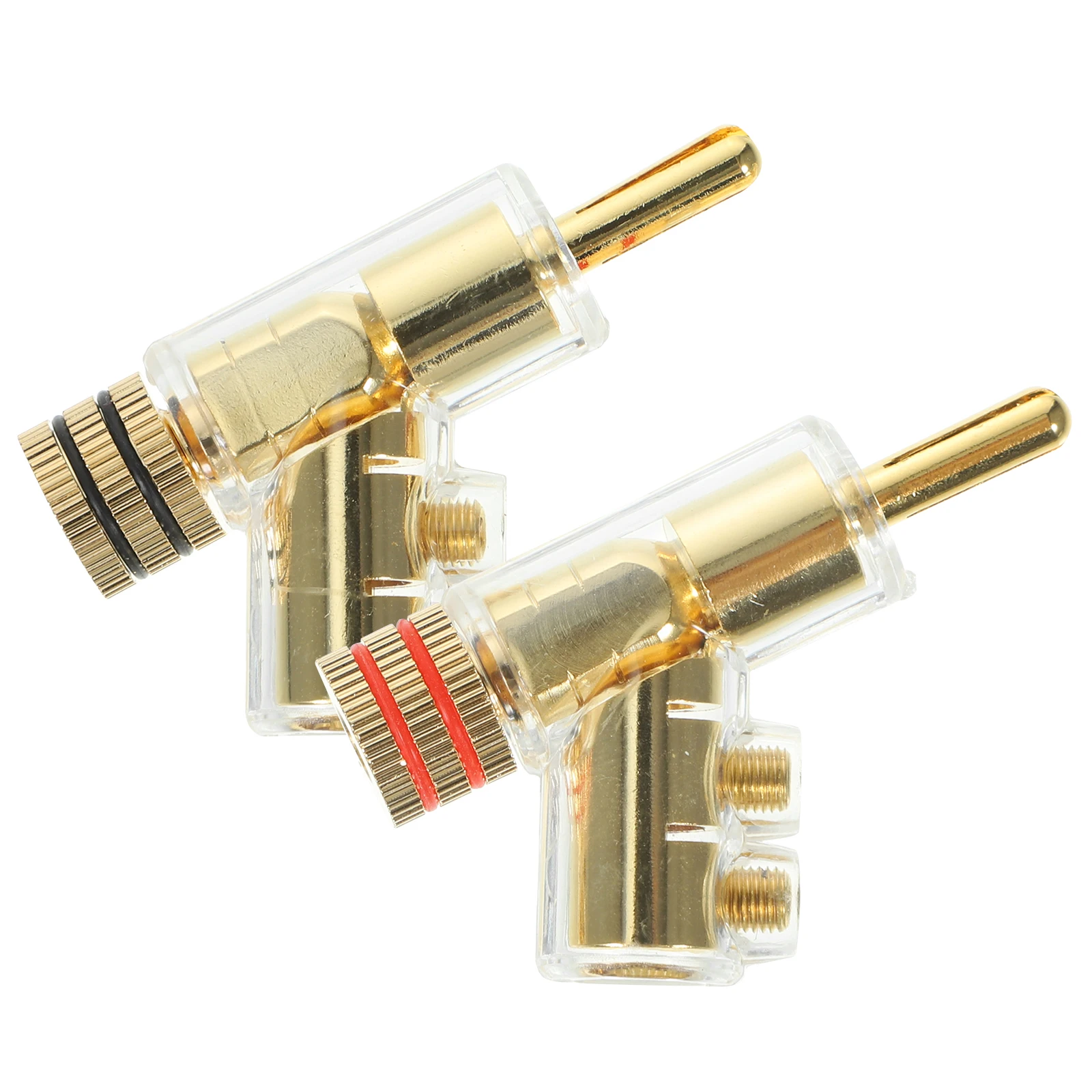 

2pcs Speaker Cable Connector 45 Degree Angled Banana Plugs Solderless Golden Connectors for Wire Terminals