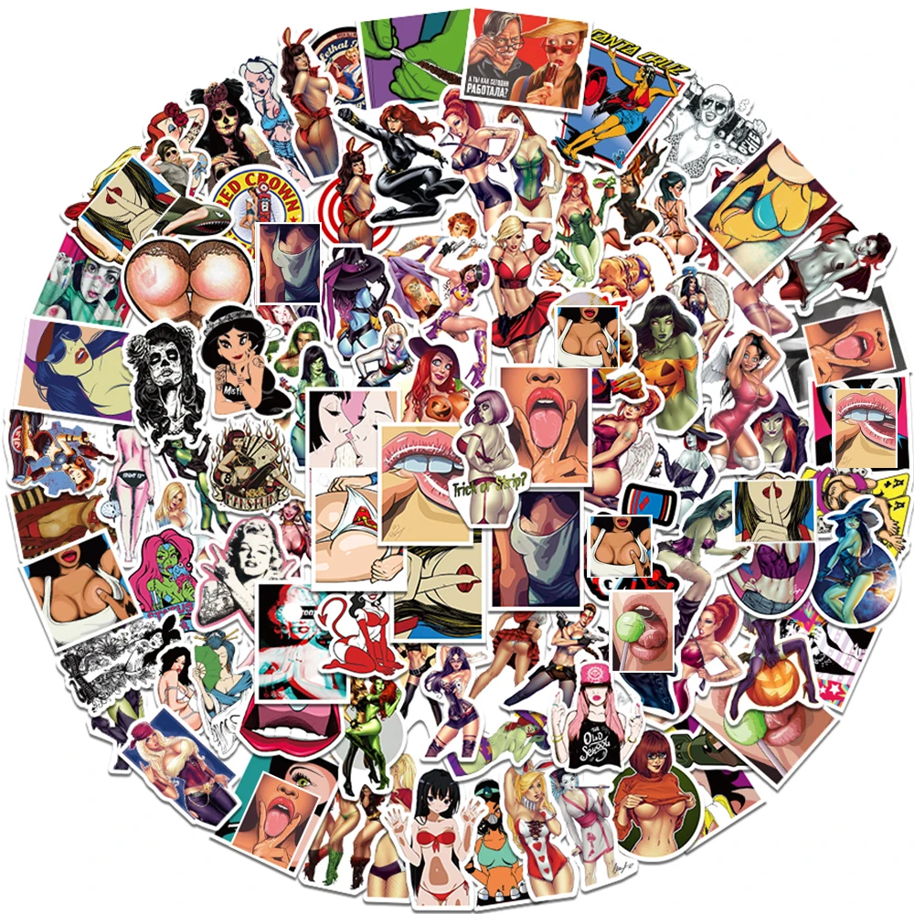 10/30/50/100pcs Hentai Sexy Anime Girls Graffiti Stickers Waterproof Decorative Skateboard Motorcycle Waifu Adults Decals Toys