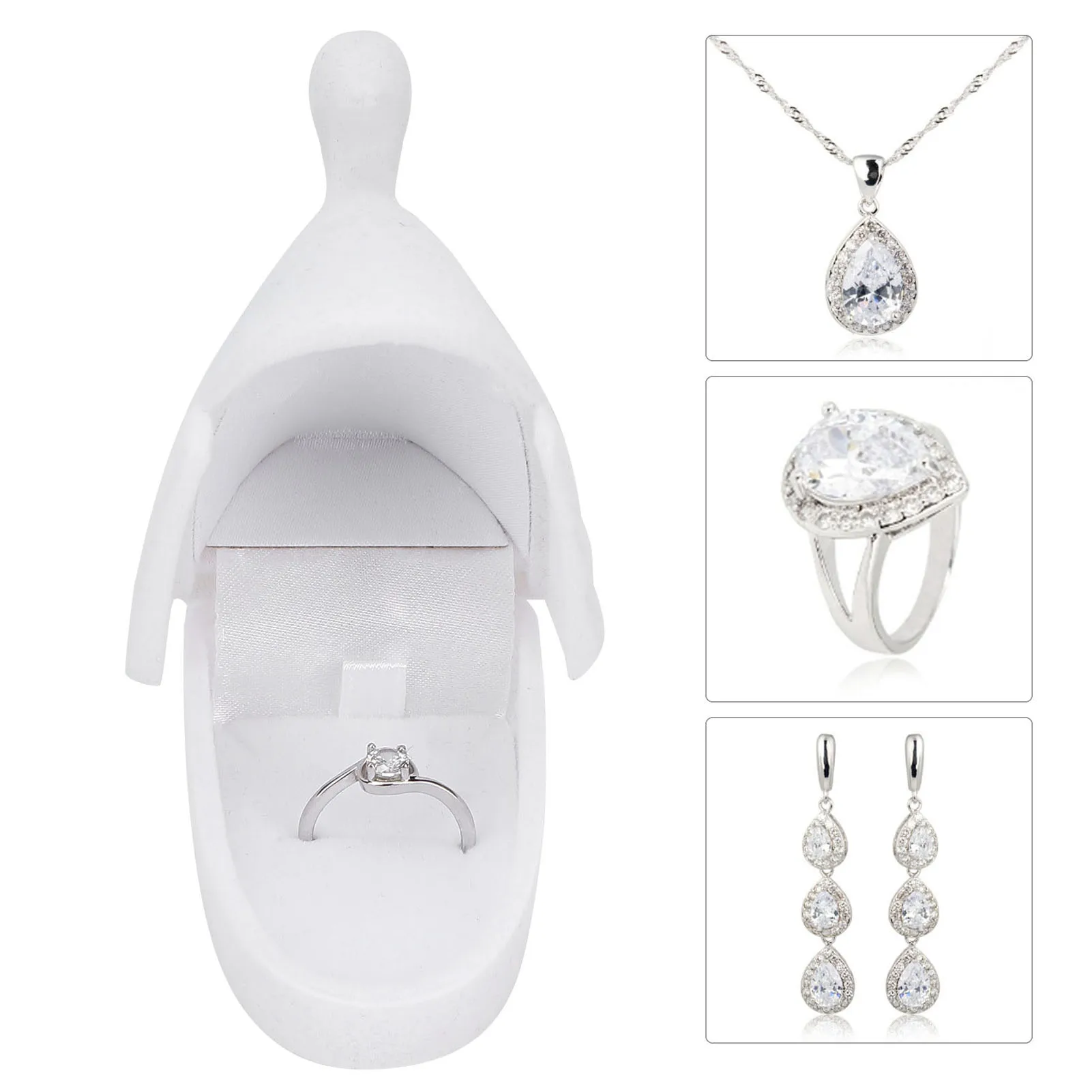 

Шкатулка для драгоценностей в форме лебедя, флокированная внутри, маленькая изысканная уникальная портативная шкатулка для сережек в стиле ретро на Рождество, подарок на день рождения