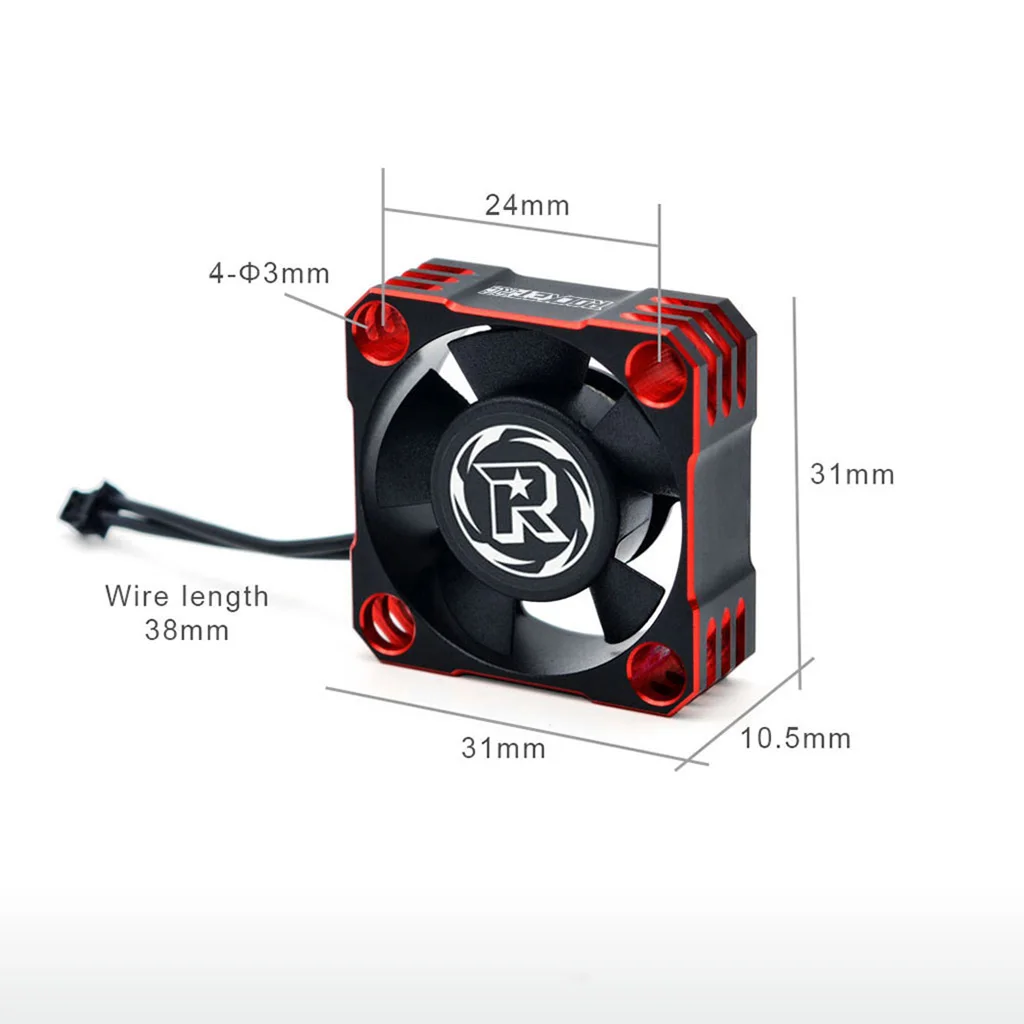 Surpass Hobby Rocket-RC 30mm 40mm 50mm 25mm 35mm Metall Lüfter für RC Auto ESC Motor Wärmeableitung-V2 Version Rot & Schwarz – Detail 6