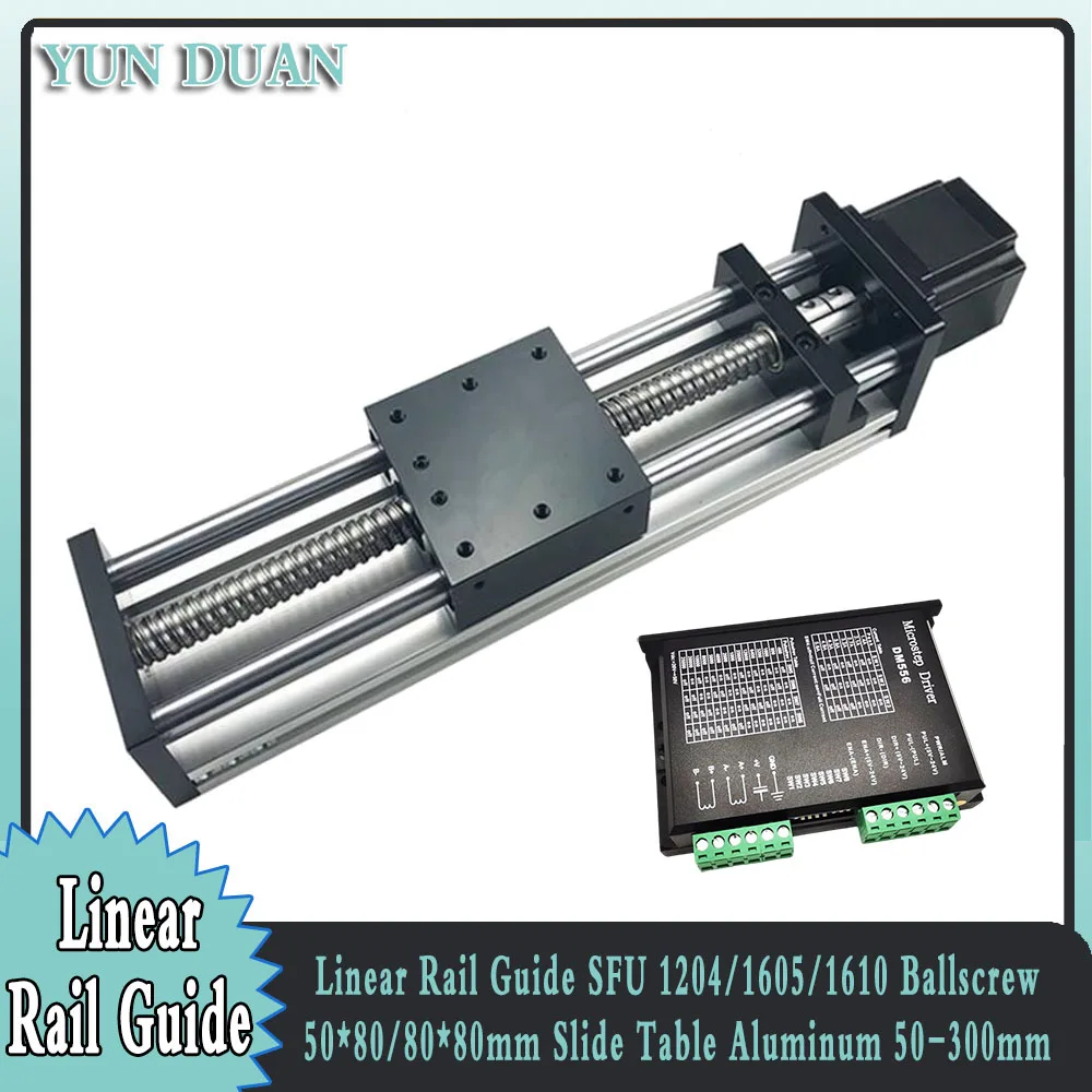 linear rail kit deslizando tabela bola parafuso modulo slide stage 50300 mm curso 12 3nm nema 23 stepper motor driver workbench cnc 01