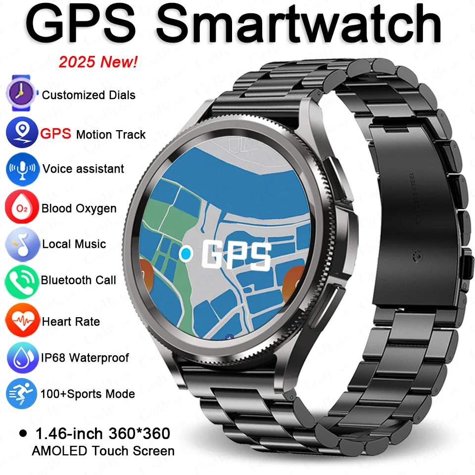 

Новые часы 6, обновленные GPS, спортивные умные часы для мужчин, Bluetooth-вызов, частота сердечных сокращений, NFC, IP68, водонепроницаемые умные часы с погодой для Android IOS
