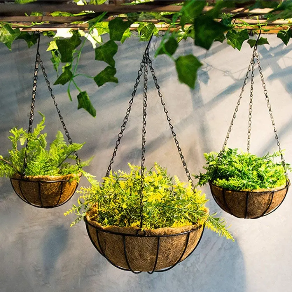 Hanging Basket for Plants Garden Flower Planter with Chain Plant Pot Home Balcony Decoration 2 Pcs-12 Inch