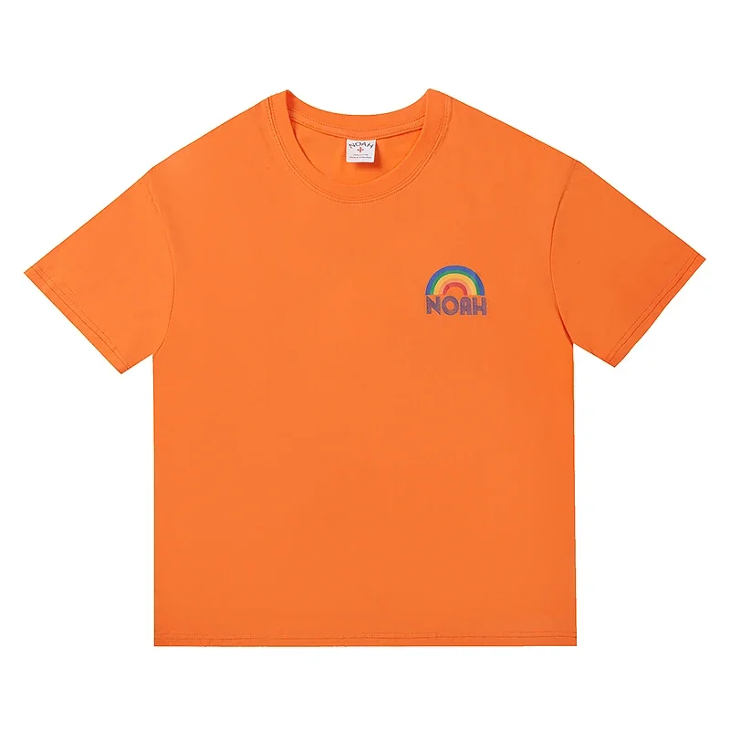 Niche Brand NOAH Tee Rainbow Breathable Short Sleeve High Quality Pure Cotton Men Women Dopamine Vibrant Orange Noah T-shirt