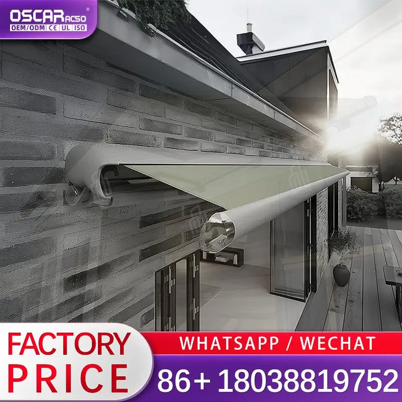 Retractable Waterproof Acrylic Fabric Outdoor Shading Full Cassette Folding Awning for Patio Garden Balcony Retractable Awning