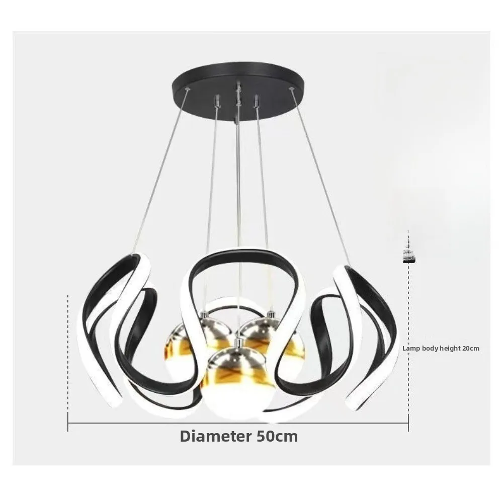 

Chandelier Nordic Hanging Lamp Modern Pendant Lamp Irregular Chandelier Bedroom Living Room LED Fixtures Lighting Black 50cm