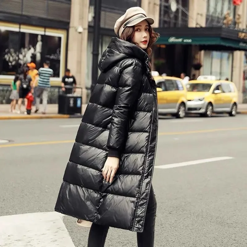 Long Jacket 2024 New Winter Down Cotton Jacket Women's Clothing Long Parkas Slim Hooded Warm Winter Coats Female Black Overcoats