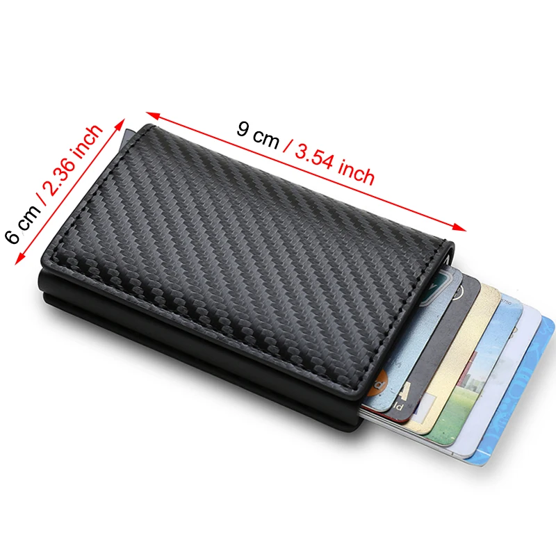 Rfid Aluminum Men Wallet Card Holders Purse Carbon Fiber Men Business Slim Thin Smart Wallet Credit Cardholder Case Note Holder