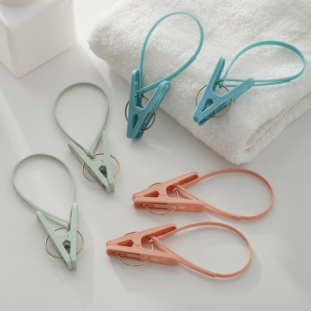 

12pcs Windproof Drying Clips Anti Slip Clothesline Pegs for Towels Quilts Blankets Household Use Clothing Clip with Rope Beach