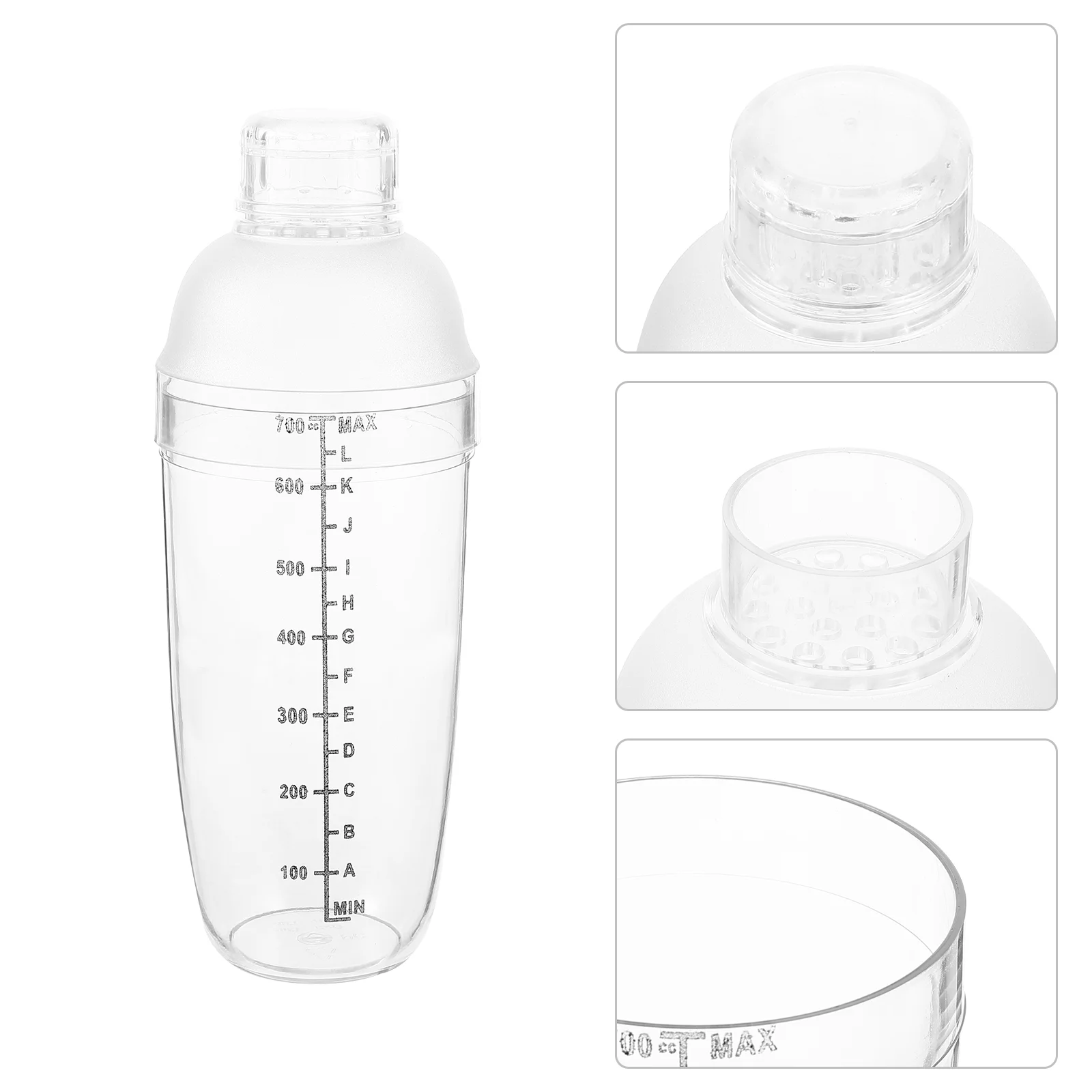 

700ml Cocktail Shaker Hand Shake Cup Clear Bar Mixer PC Resin Thick Anti Scalding Sealed Leak Proof Measuring Scale Home Bar Use