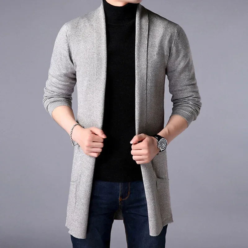 

Sweater Coats Men New Fashion 2023 Autumn Men's Slim Long Solid Color Knitted Jacket Fashion Men's Casual Sweater Cardigan Coats