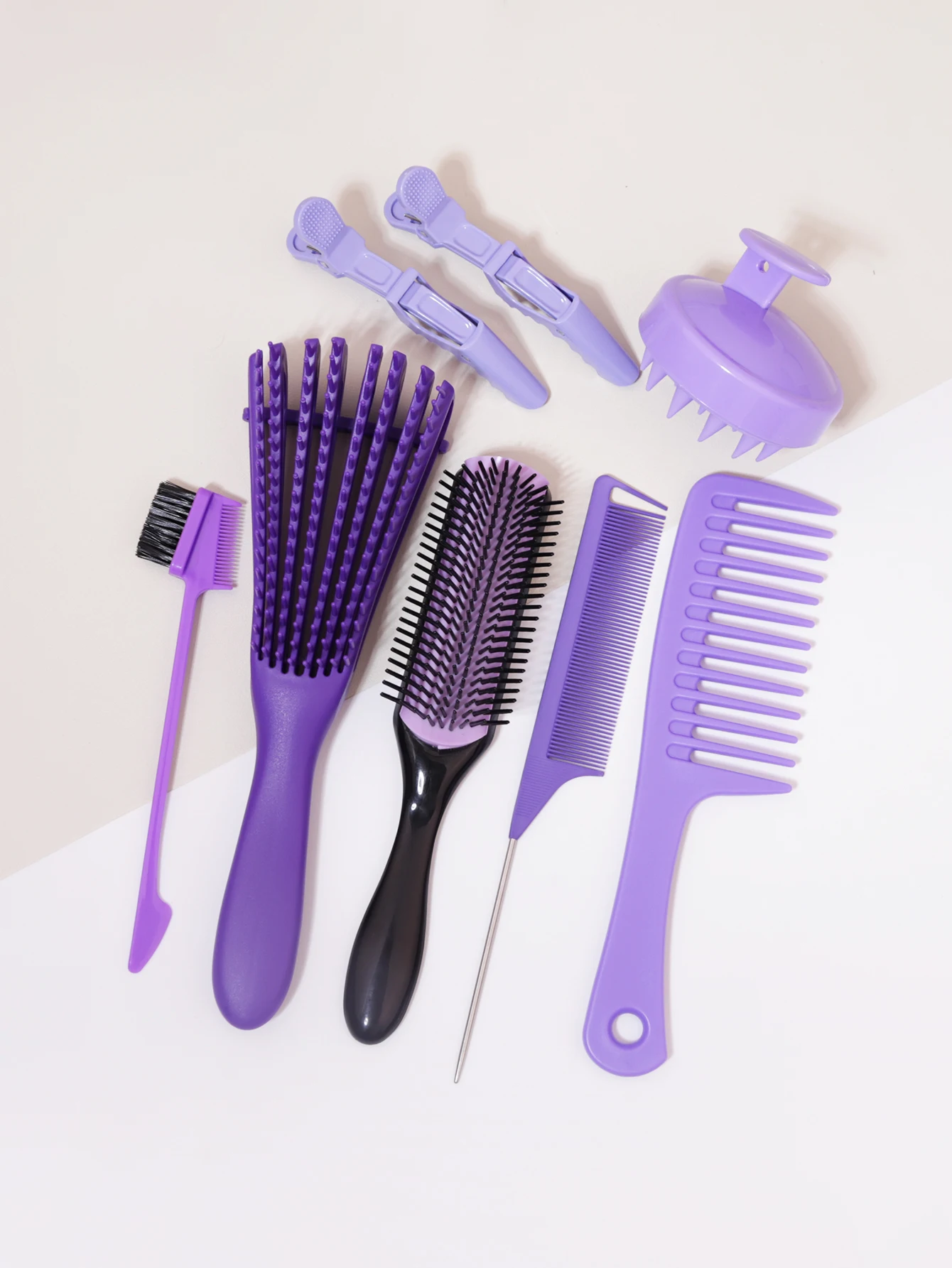 

8pcs grooming set, hair removal brush, shampoo brush, easier hair removal, suitable for home salons, hair styling