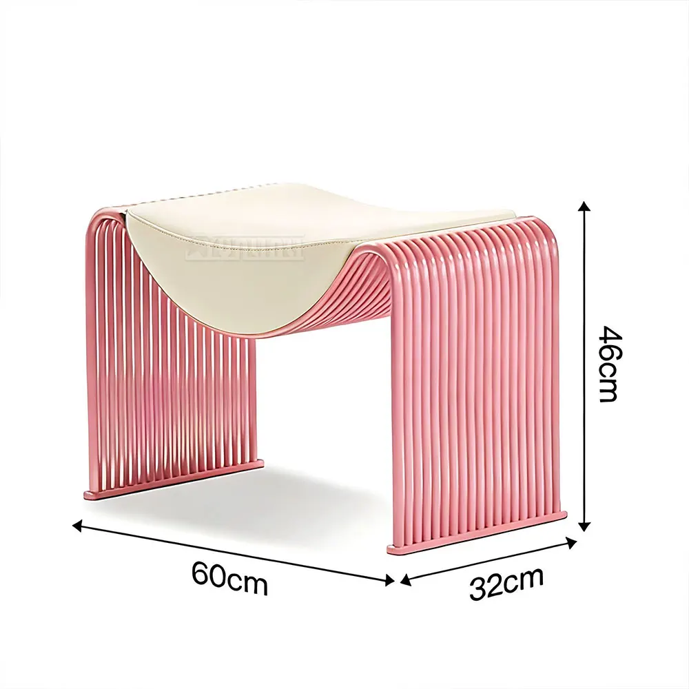 Modern minimalist metal striped low chair,living room golden high-end designer style small stool,tea table chair,dressing chair view 5