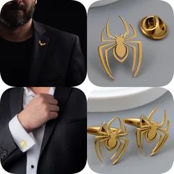 Personalized Gothic Spider Brooch Stainless Steel Badge Pins Fashion Jewelry Accessories Halloween Festival Gifts for Men
