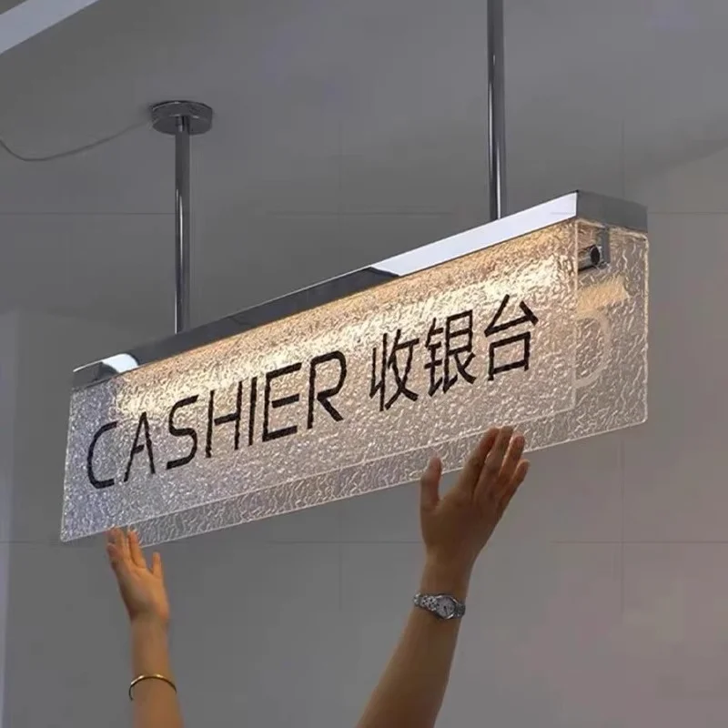 Checkout Page Hanging Prompt Sign Customized Luminous Window Acrylic Decorative Sign Double-sided Corrugated