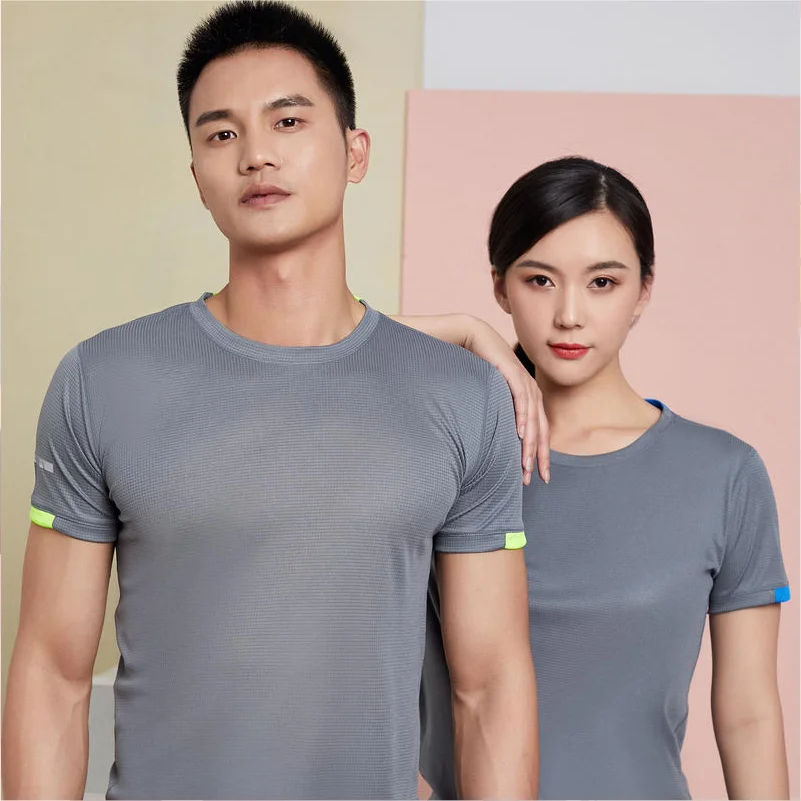 Quick Drying Round Neck T-shirt Pattern Custom Printed Embroidery Logo Sports Fitness Short Sleeved Top Outdoor Running Shirt