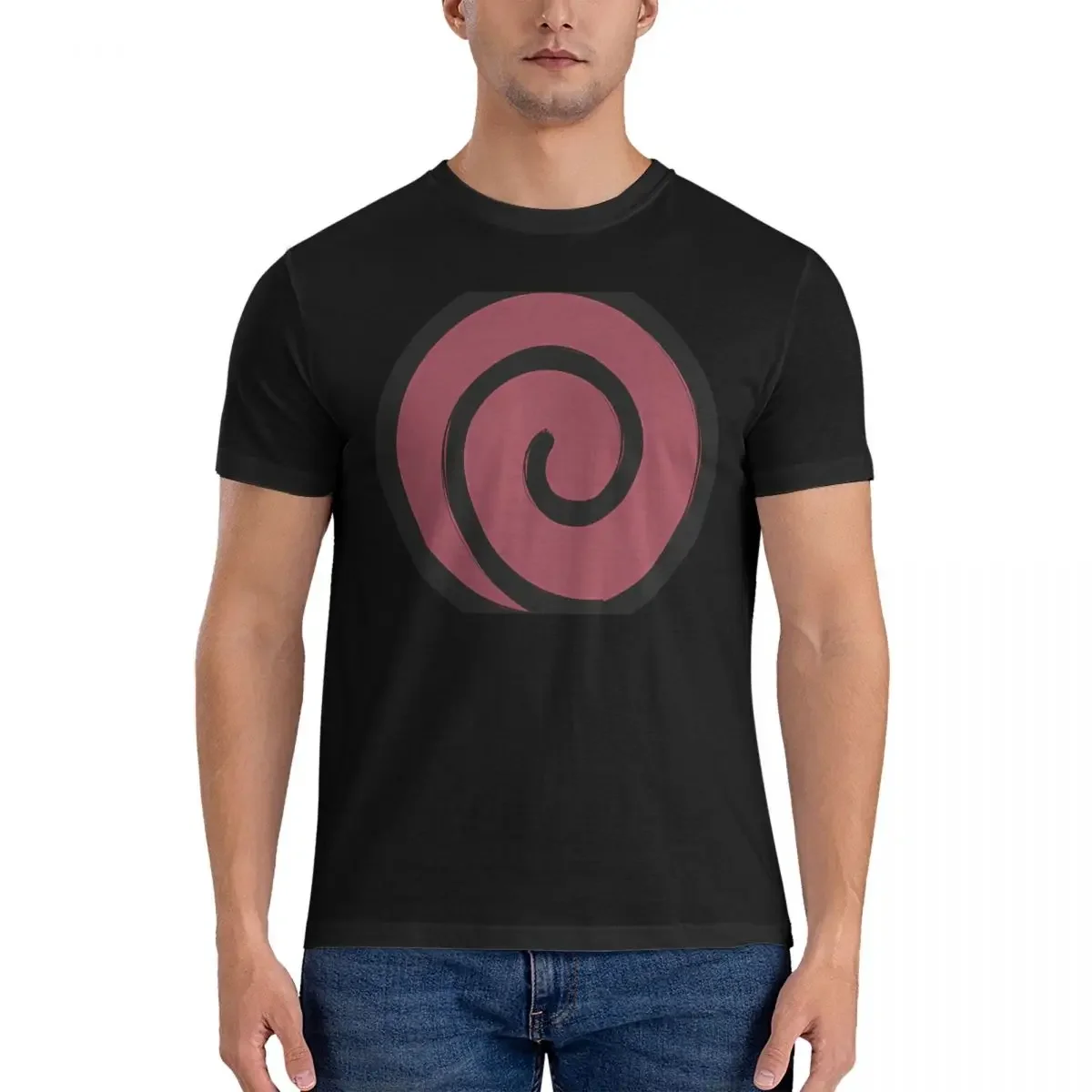 Spiral Men's T Shirts Japanese Clan Crest Logo Fun Tee Shirt Short Sleeve Round Neck T-Shirts Pure Cotton 6XL Tops