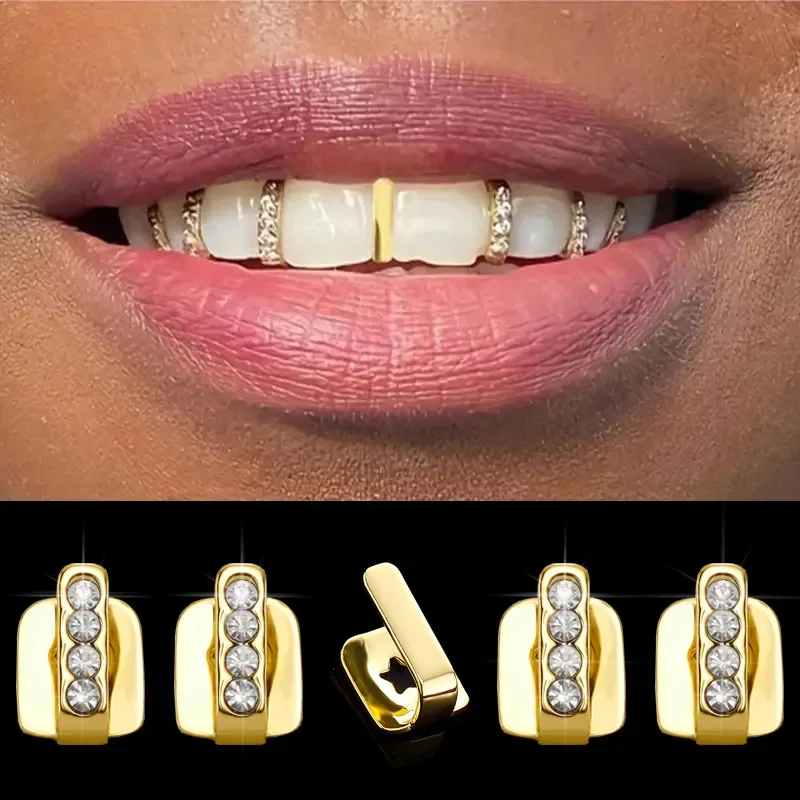 

1Pc Golden Hip Hop Punk Teeth Braces, Simple Fashion Single Tooth Accessory