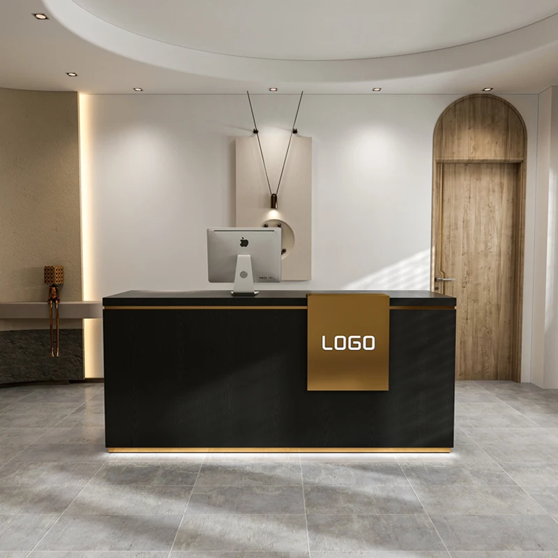 

Black Design Reception Desks Welcome Service Elegant Checkout Reception Desks Customer Sales Recepciones Para Negocio Furniture