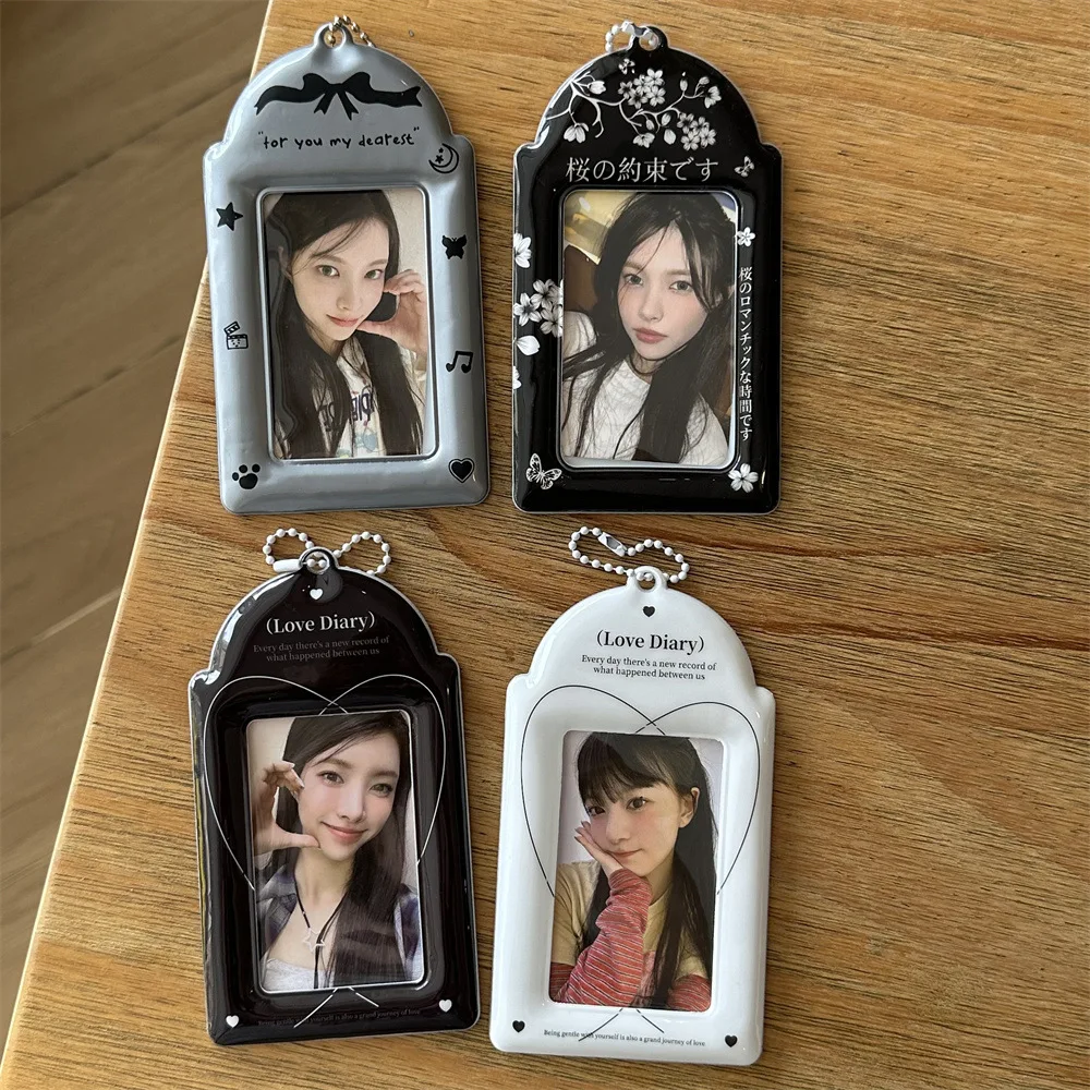INS Style Multifunction Kpop Photocard Holder PVC with Keychain 3 Inch Mini Photo Holder Cute Photocard Case Girls
