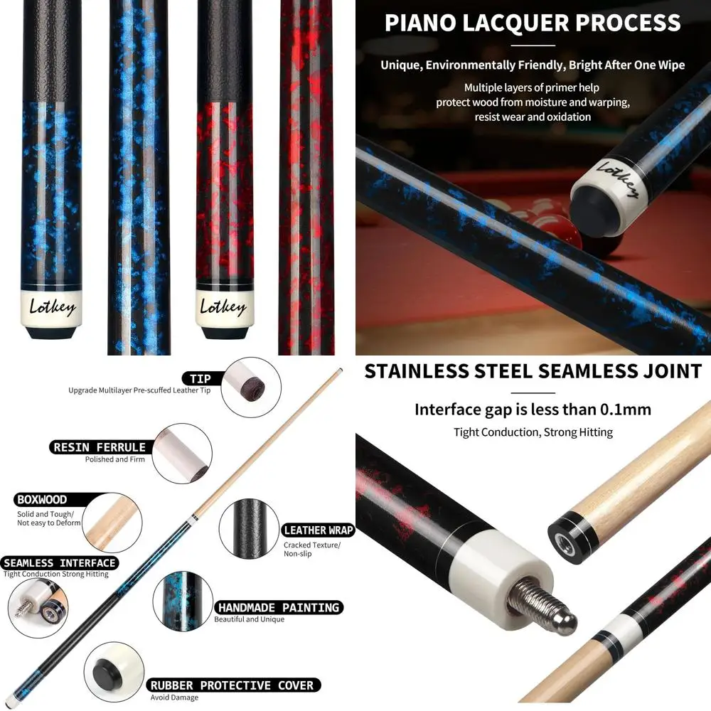 

Профессиональные прямые бильярдные кии 58 дюймов, 18-21 унция, из клена, набор из 1-4 штук для домашнего бара и бильярда