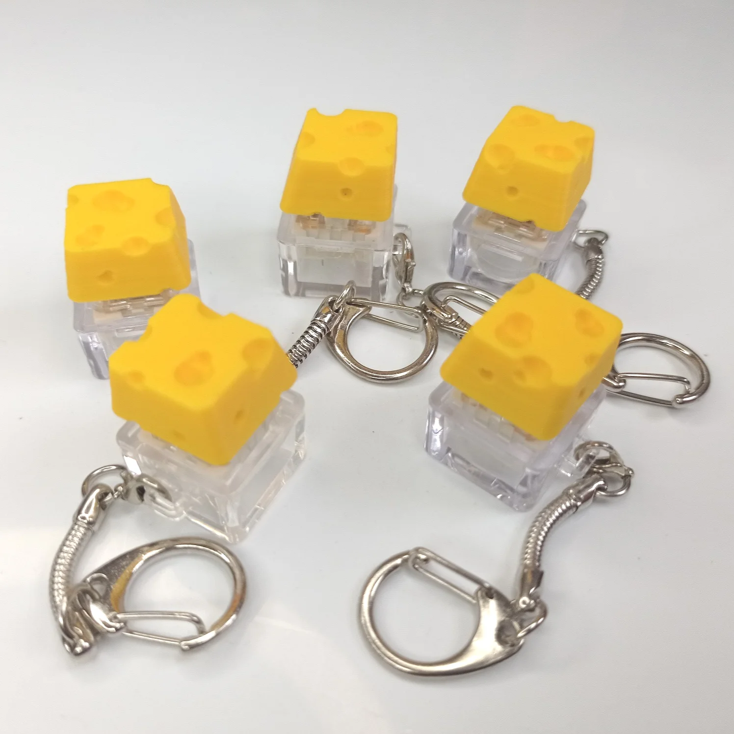 Funny Cheese Key Chain Keyboard Stress Relief Fidget Button Cheese Keycap Fidget Clicker Keychain Keyboard Keychain Finger Toys
