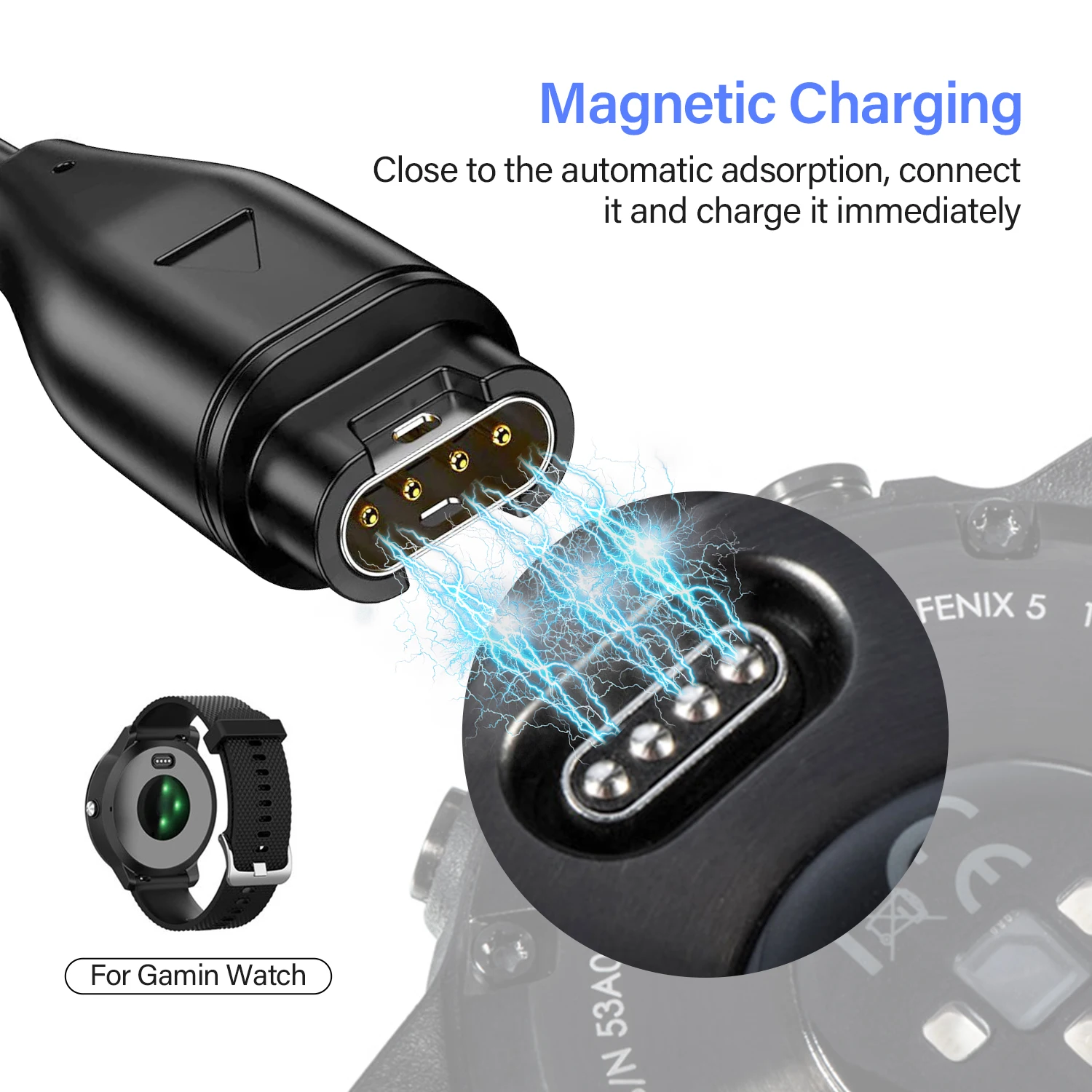 USB Replacement Charger for Garmin Vivosmart 5, Garmin Vivomove 3/3S Style Sport USB-C Smartwatch Charger Charging Cable
