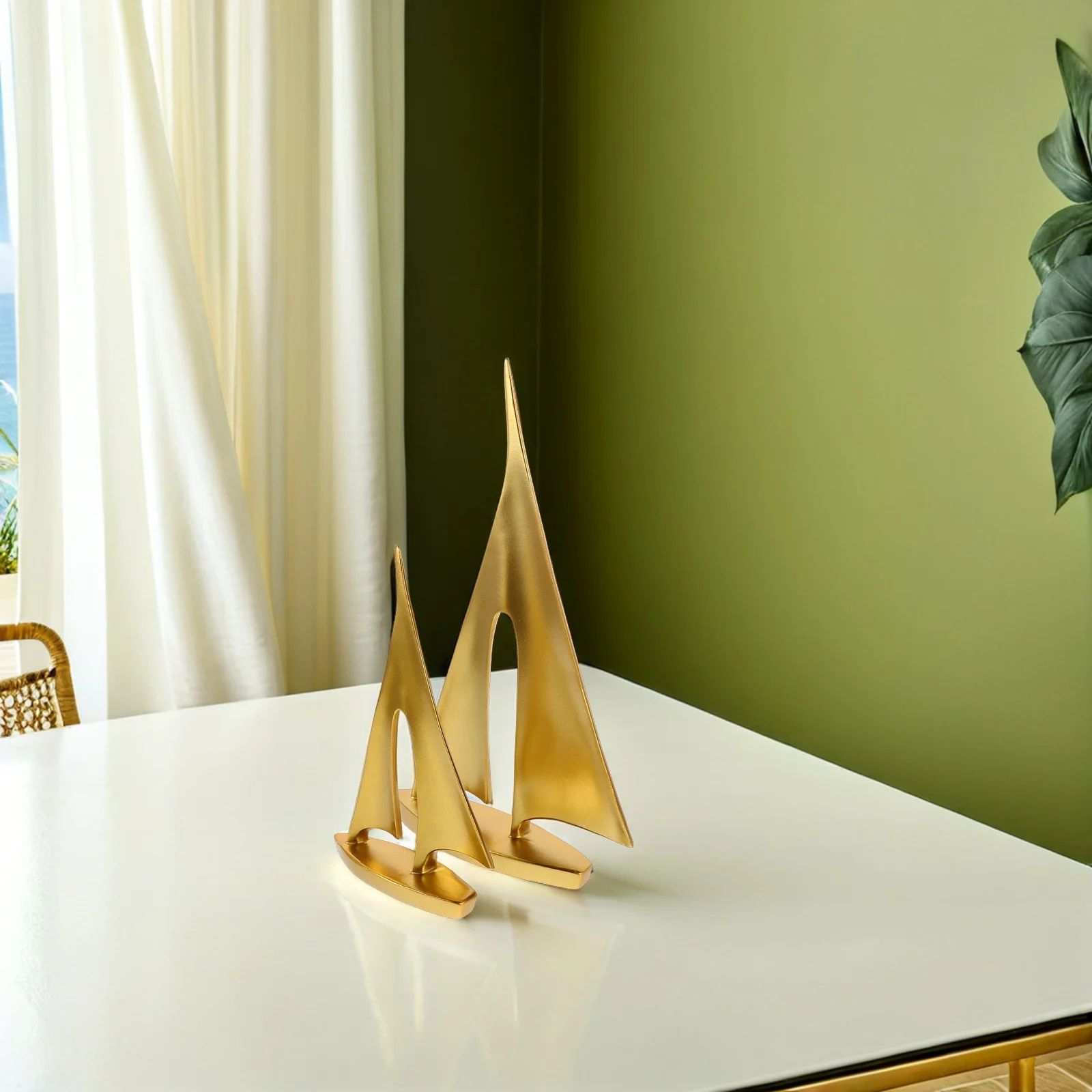

2Pcs Gold Resin Sailboat Sculptures Modern Nautical Decor for Home Living Room Tabletop Sailing Boat Statues Boat Resin Statue