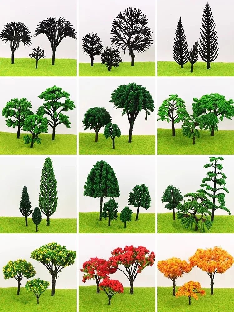 Model Trees Mixed Forest Miniature Figurines Fairy Garden Accessories Ornament Trunk Plant Train Scenery landScape Ature Layout