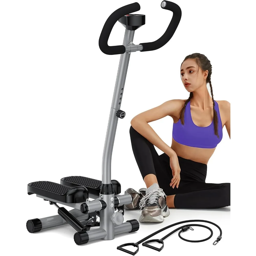 

Mini Stepper for Exercise, Adjustable Height Hydraulic Stair Steppers with Resistance Band for Home, 330lbs Weight Capacity