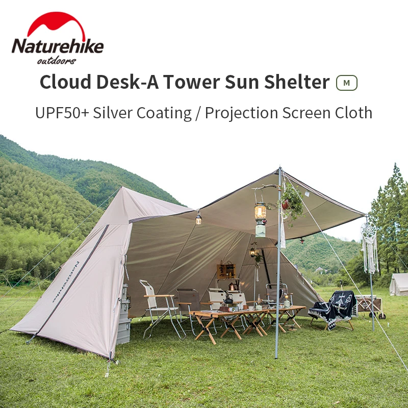 Naturehike Cloud Desk-A Tower Canopy Tent 3-4 Persons Outdoor Camping Sun Shelter 150D Waterproof Tent With Projection Screen