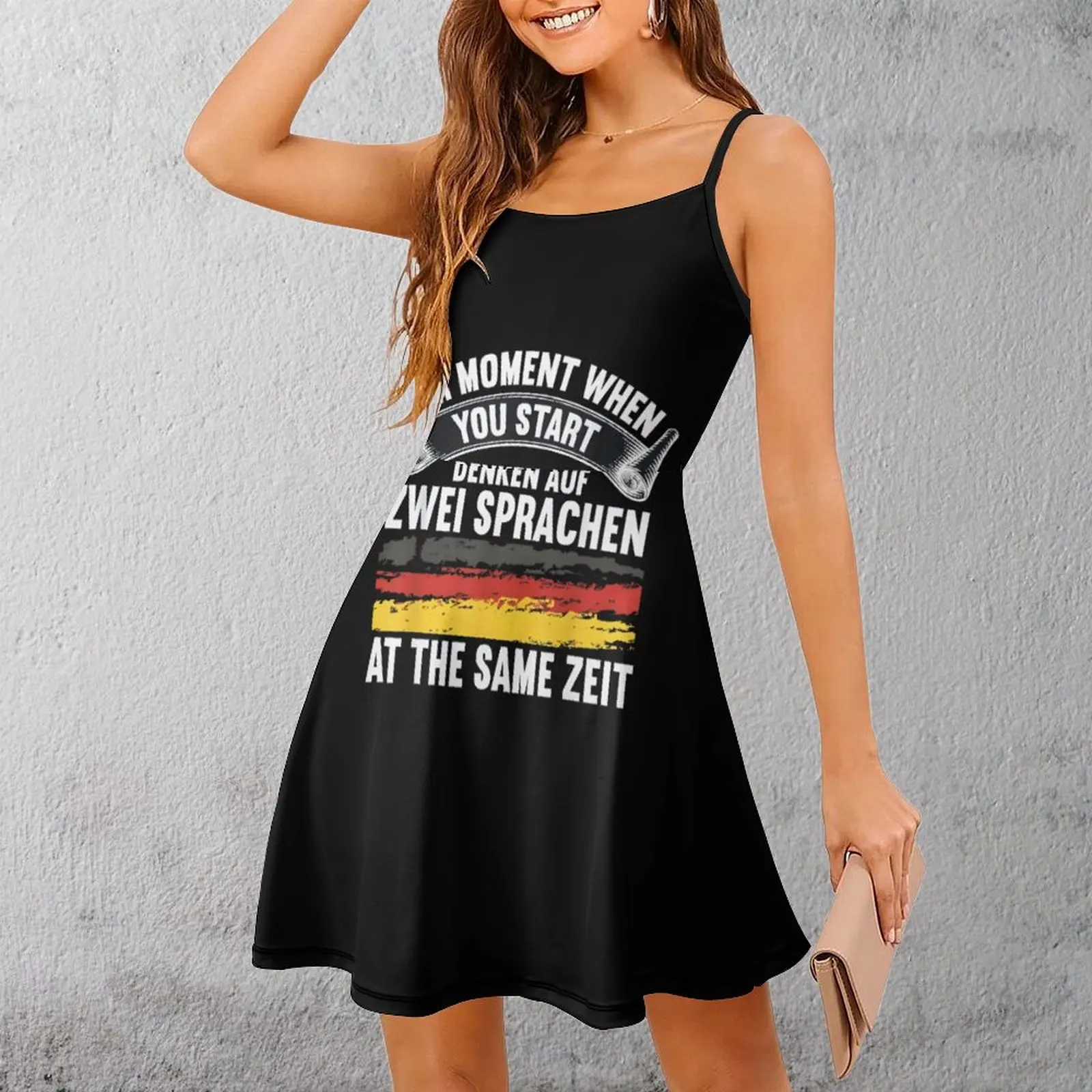 

Bilingual Thinking Poster Women's Sling Dress Graphic Exotic Woman's Clothing Funny Novelty Clubs Dresses