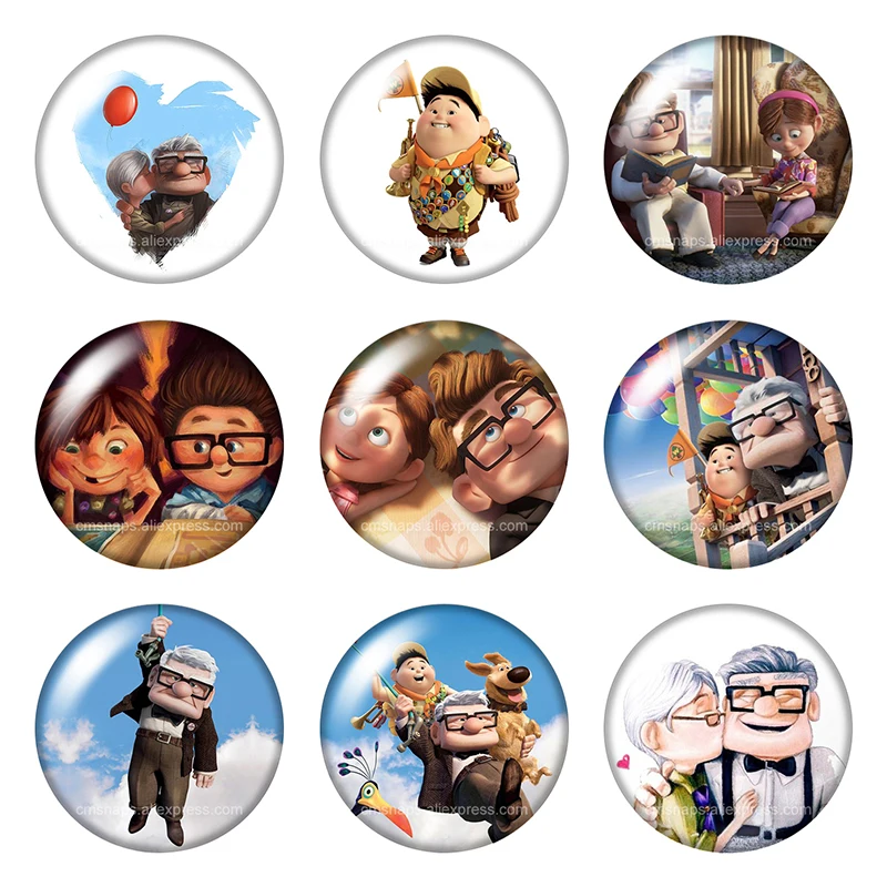 Up Carl Fredricksen‌ Traveling with a house 10p Round 12mm/18mm/20mm photo glass cabochon flat back making Findings for keychain