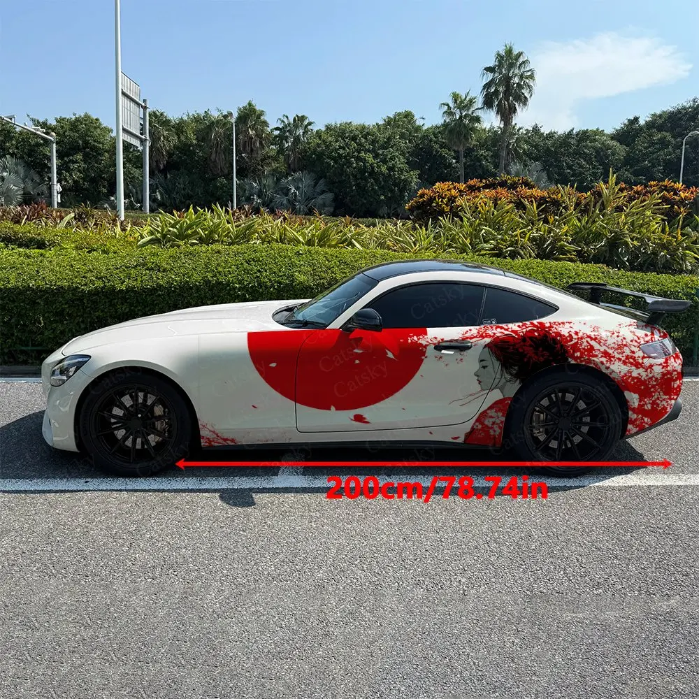 2pcs Falling Petals Classical Lady Car Side Wraps, Self-Adhesive PVC Waterproof & Scratch-Resistant Stickers, Car Accessory Gift