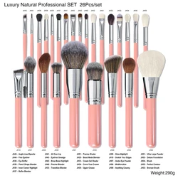 26pcs Pink Makeup Brushes Set Professional Natural Goat Hair Brush Foundation Powder Eyeshadow Make Up Brushes Private Label