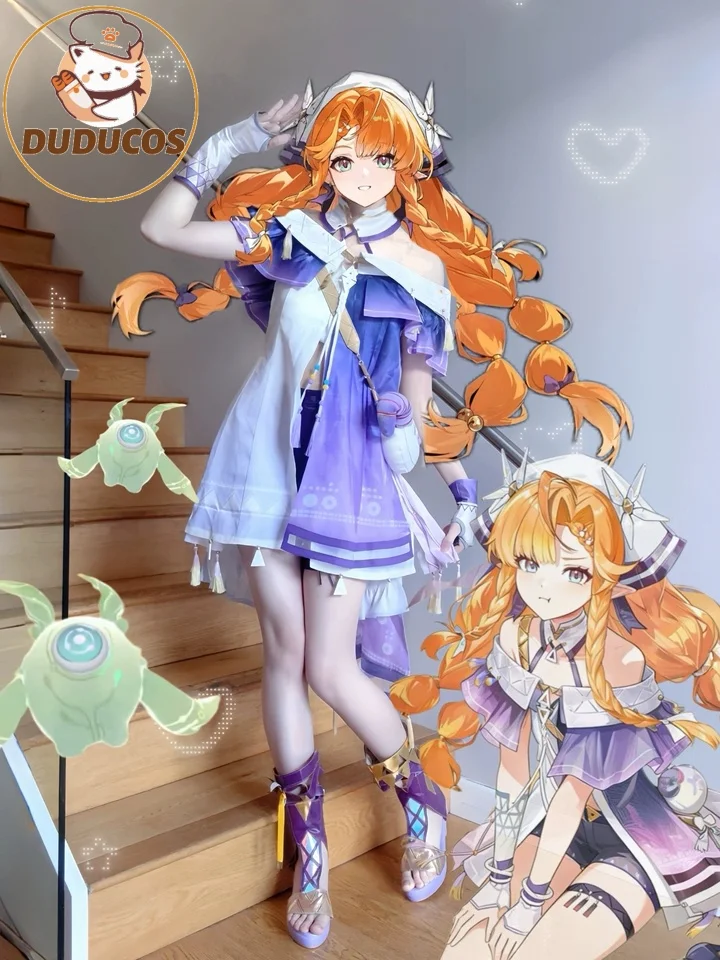 

DUDU-SR Wuthering Waves Wuwa Sigrika Cosplay Costume Outfit Dress Women Carnival Halloween Anime Game Role Play Uniform Wig