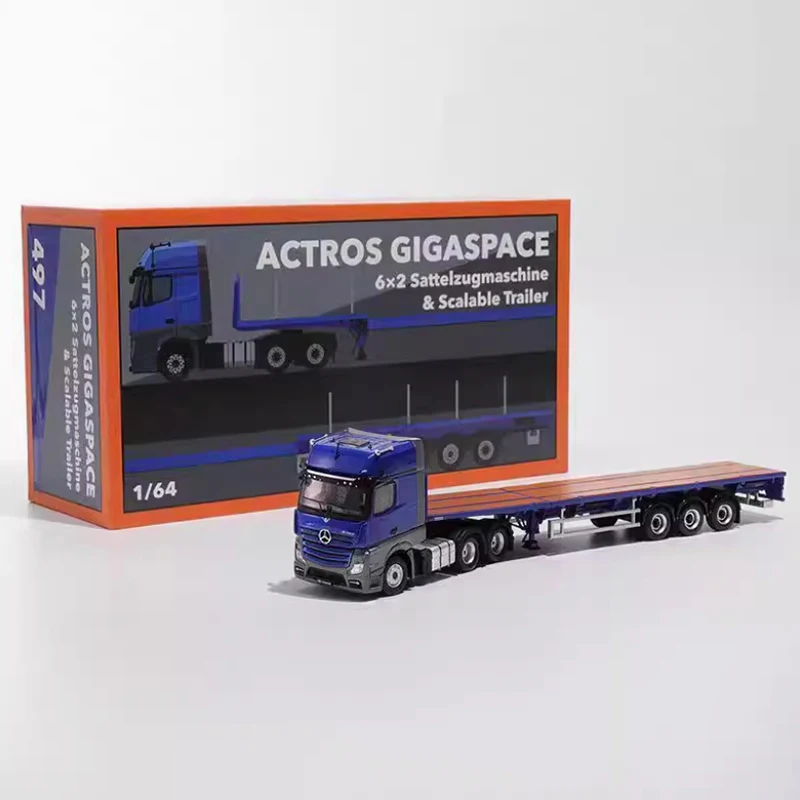 GCD 1:64 3-Axle Actros Gigaspace 6x2 Sattelzugmaschine و مقطورة قابلة للتطوير سبيكة نماذج من الشاحنات هدايا العيد اللعب