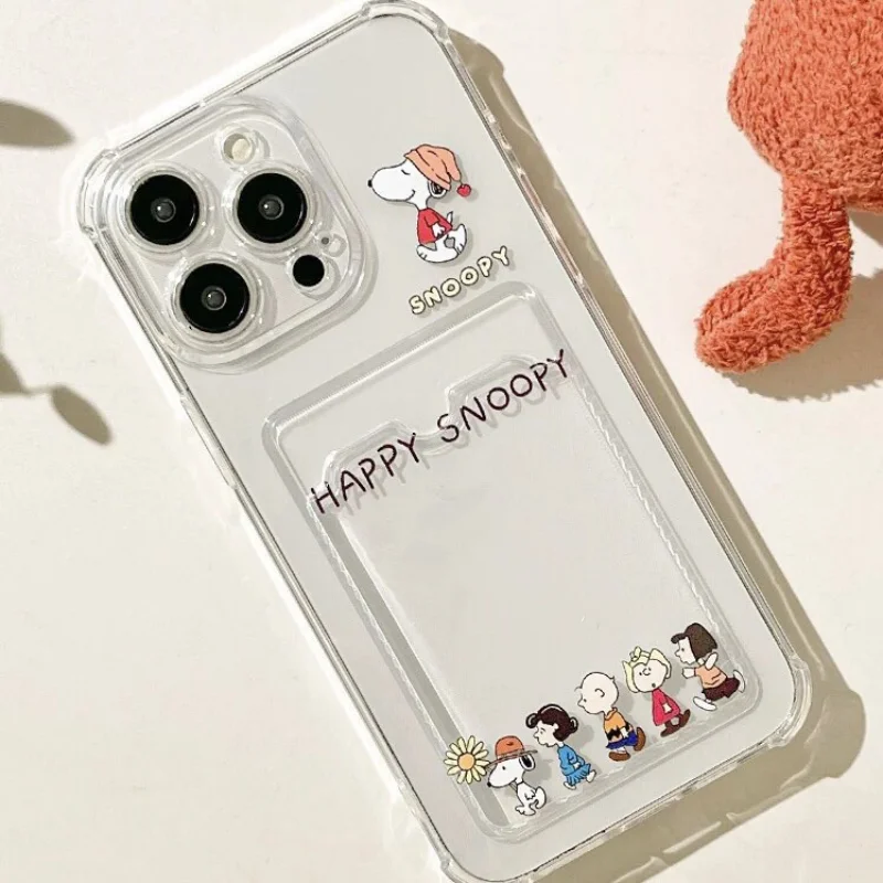 Bonito snoopy caso de telefone para iphone 11 12 13 mini pro max 7 8 6 6s plus xsmax xr 15 16 embalagem carteira macio claro dos desenhos animados capa