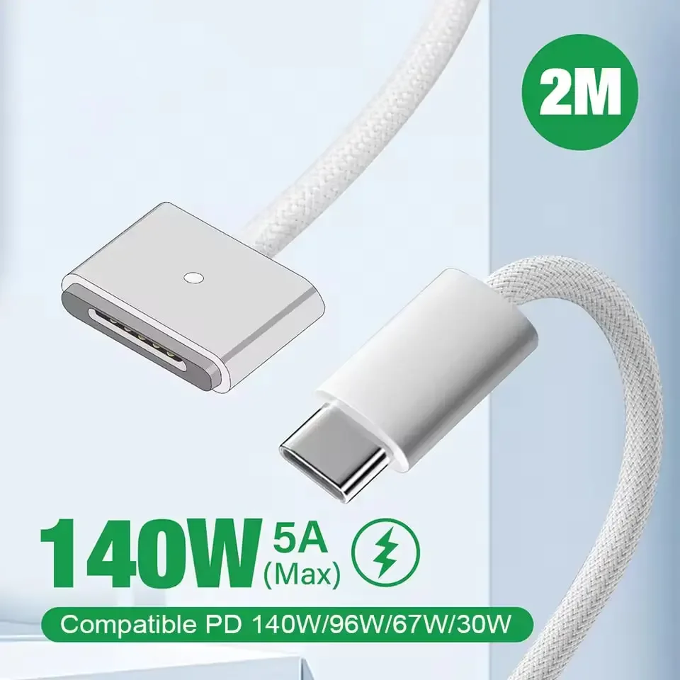 

New Multi Color Type-C to Magsafe 3 PD 140W Magnetic Charging Cable, Suitable for MacBook Air/Pro A2485 A2442 A2681 A2780 A2779.