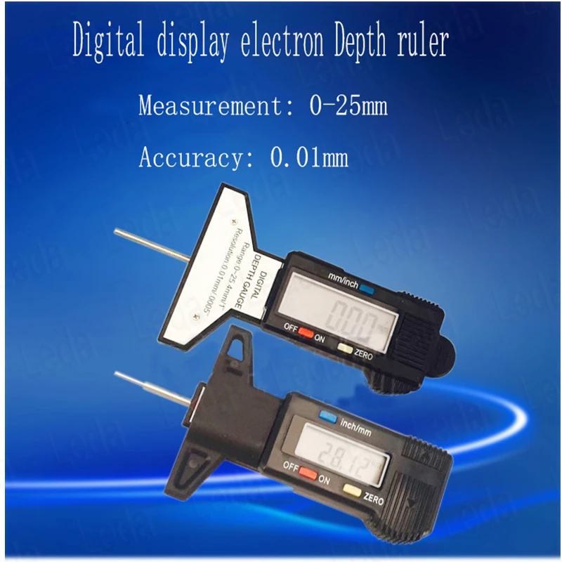 

1pcs Digital Display Electron Tire Depth Ruler 0-25MM High Tech Precise Measurement Of Measure The Tire Pattern Brake Shoe Wear