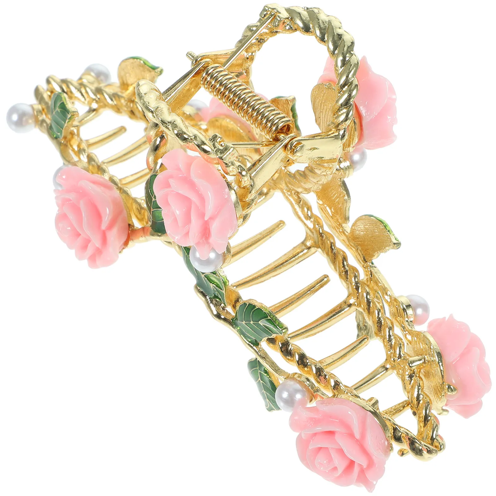 

Large Hair Claw Clip Rose Floral Design Alloy Jaw Clip for Women Holds Thick Long Fine Hair Securely Makeup Wash Face Cooking