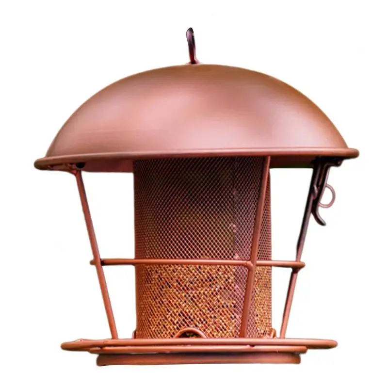 

Squirrel Proof Feeder Wild Bird Feeder 4 Ports Round Roof Decoration For Outdoor Garden Lawn Backyard Balcony