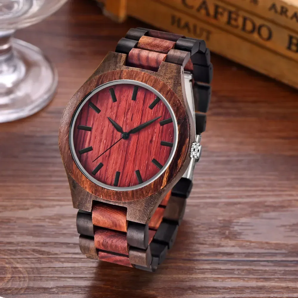 

Haute Couture Crimson деревянные дисковые часы, роскошный складной ремешок с пряжкой, современный модный аксессуар для мужчин