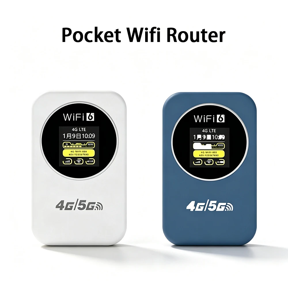 150Mbps WiFi6 4G LTE Pocket WiFi Router 3000mAh Built-in Battery SIM Card Slot LCD Display Portable Mobile Hotspot For Travel