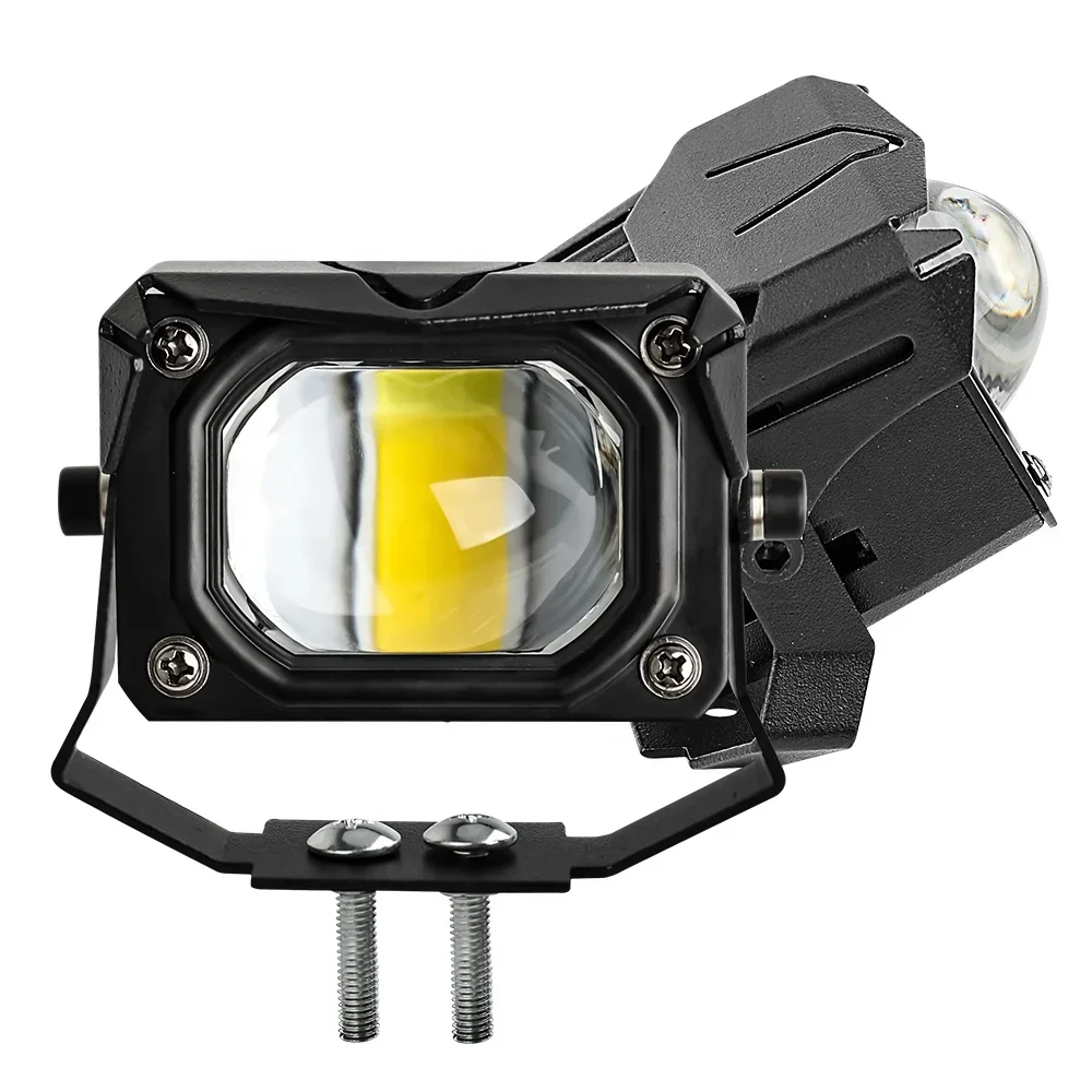 Motorcycle Headlight LED 60W 6000K Waterproof Fog Lamp Spotlight Ultra Bright Dual Colors Flashing Motorcycle Lighting System